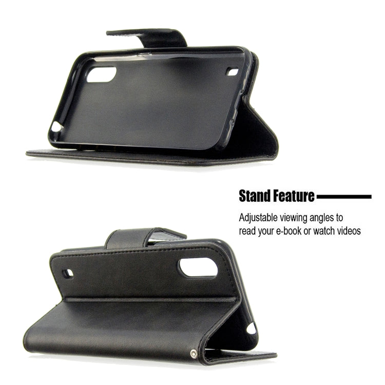 For Galaxy A01 Retro Lambskin Texture Pure Color Horizontal Flip PU Leather Case with Holder & Card Slots & Wallet & Lanyard