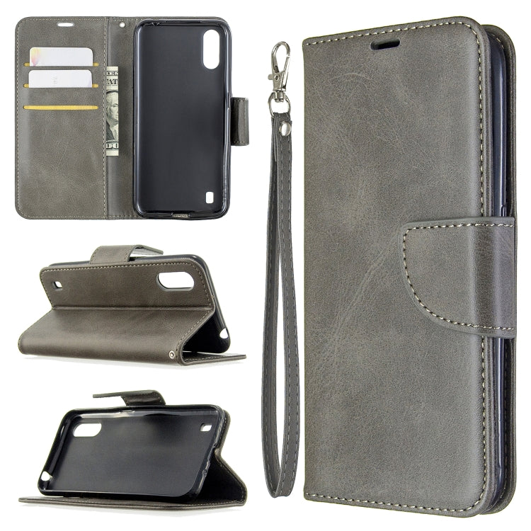 For Galaxy A01 Retro Lambskin Texture Pure Color Horizontal Flip PU Leather Case with Holder & Card Slots & Wallet & Lanyard