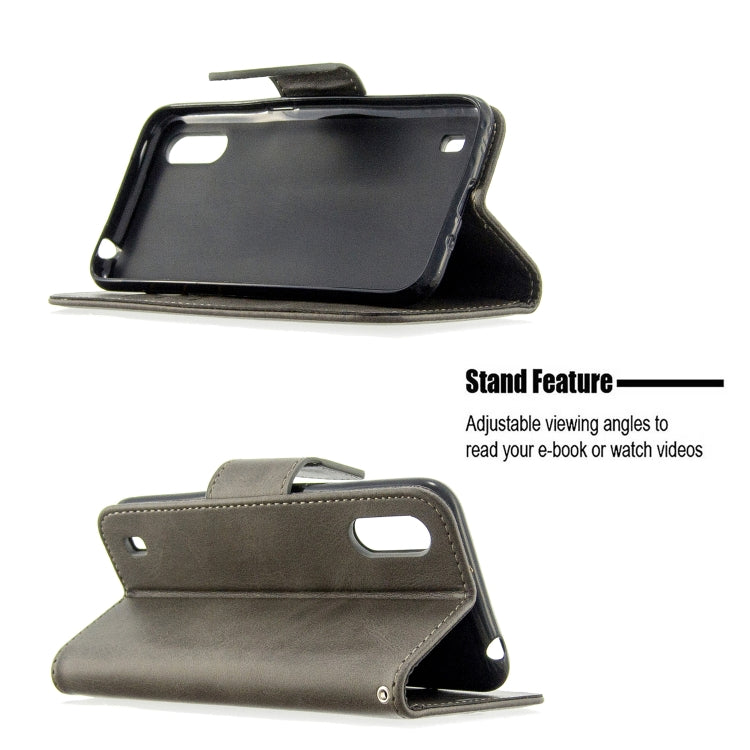 For Galaxy A01 Retro Lambskin Texture Pure Color Horizontal Flip PU Leather Case with Holder & Card Slots & Wallet & Lanyard