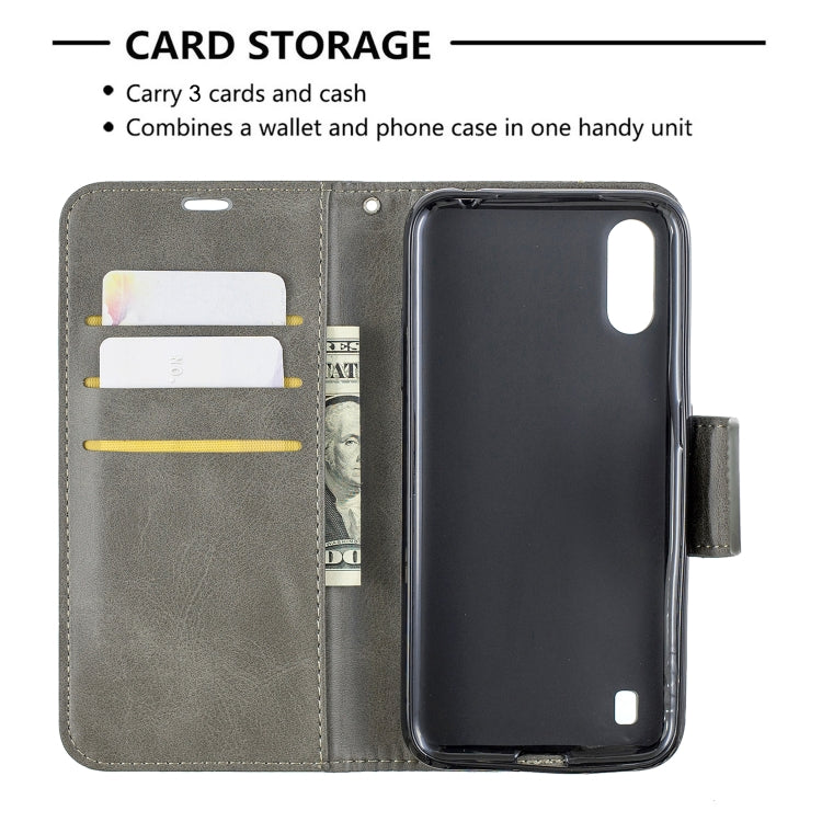 For Galaxy A01 Retro Lambskin Texture Pure Color Horizontal Flip PU Leather Case with Holder & Card Slots & Wallet & Lanyard