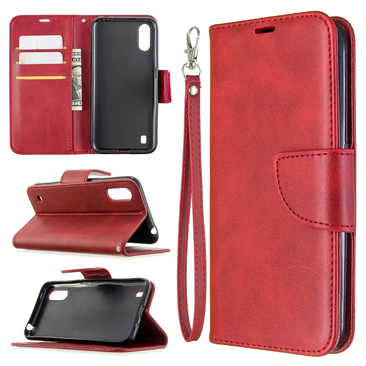 For Galaxy A01 Retro Lambskin Texture Pure Color Horizontal Flip PU Leather Case with Holder & Card Slots & Wallet & Lanyard