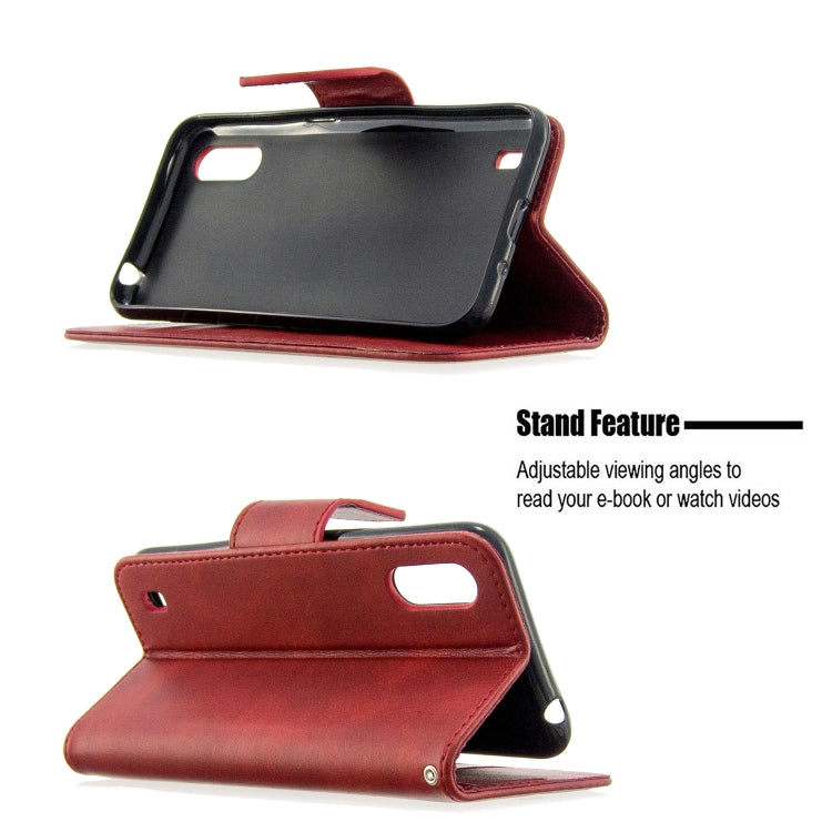 For Galaxy A01 Retro Lambskin Texture Pure Color Horizontal Flip PU Leather Case with Holder & Card Slots & Wallet & Lanyard