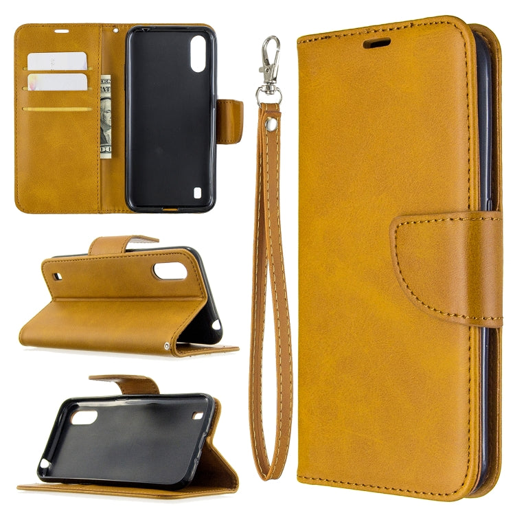 For Galaxy A01 Retro Lambskin Texture Pure Color Horizontal Flip PU Leather Case with Holder & Card Slots & Wallet & Lanyard