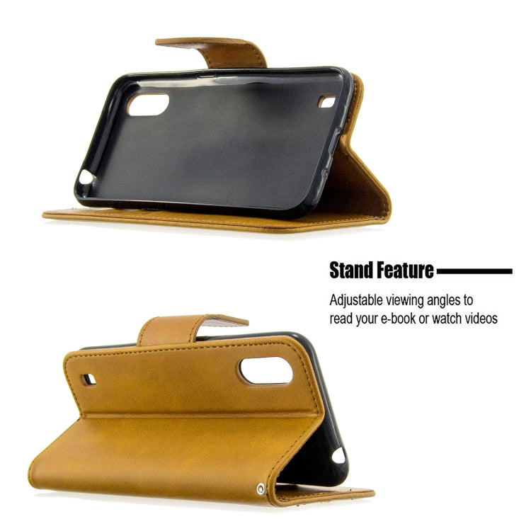 For Galaxy A01 Retro Lambskin Texture Pure Color Horizontal Flip PU Leather Case with Holder & Card Slots & Wallet & Lanyard