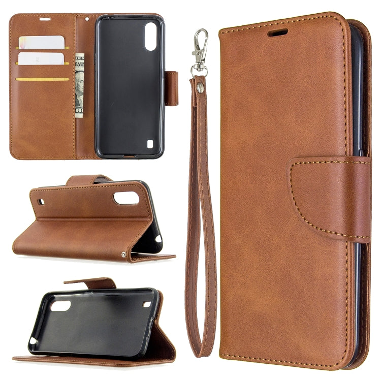 For Galaxy A01 Retro Lambskin Texture Pure Color Horizontal Flip PU Leather Case with Holder & Card Slots & Wallet & Lanyard
