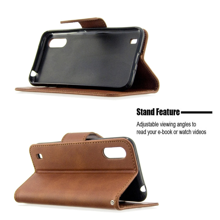 For Galaxy A01 Retro Lambskin Texture Pure Color Horizontal Flip PU Leather Case with Holder & Card Slots & Wallet & Lanyard