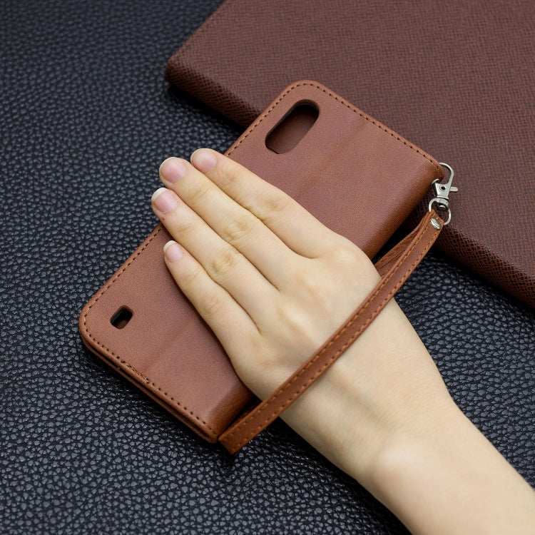 For Galaxy A01 Retro Lambskin Texture Pure Color Horizontal Flip PU Leather Case with Holder & Card Slots & Wallet & Lanyard
