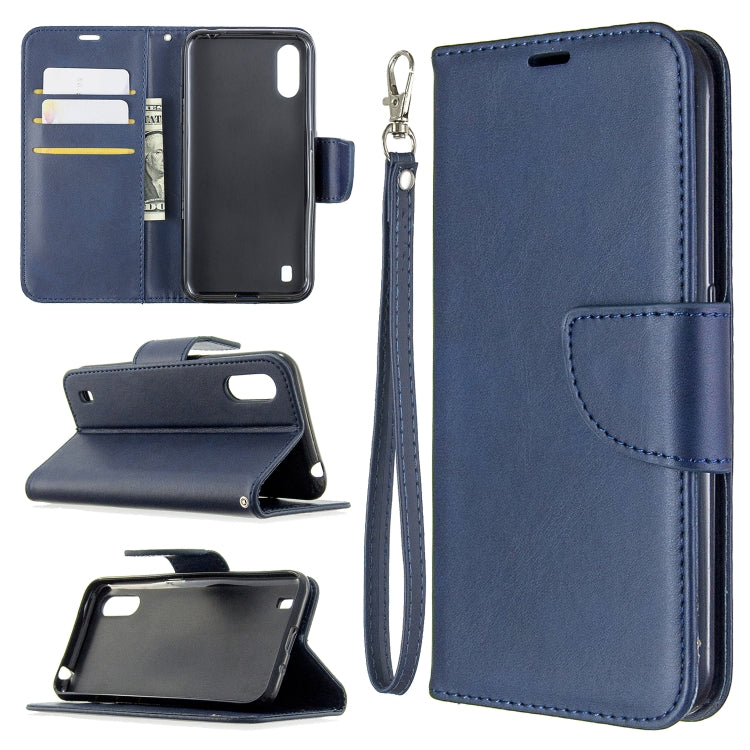 For Galaxy A01 Retro Lambskin Texture Pure Color Horizontal Flip PU Leather Case with Holder & Card Slots & Wallet & Lanyard