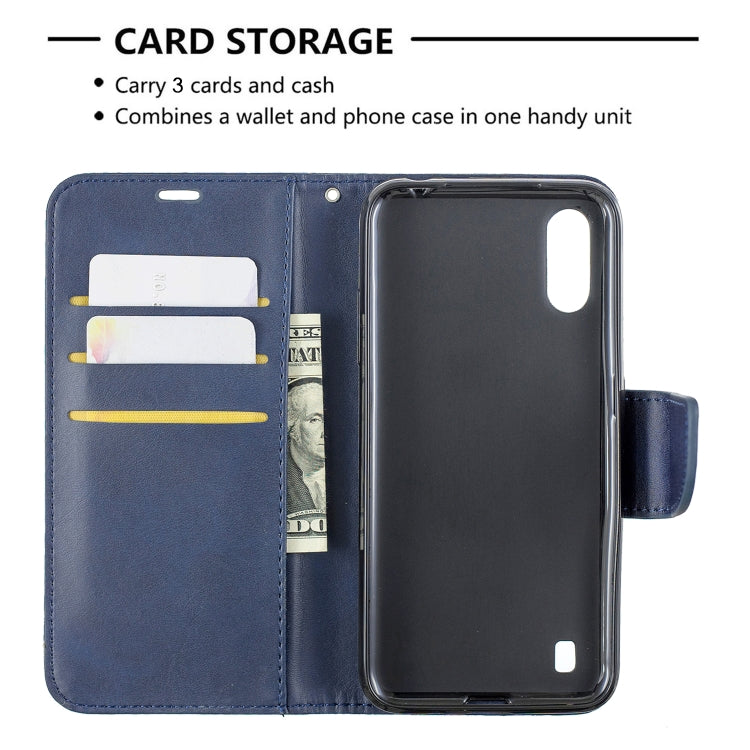 For Galaxy A01 Retro Lambskin Texture Pure Color Horizontal Flip PU Leather Case with Holder & Card Slots & Wallet & Lanyard