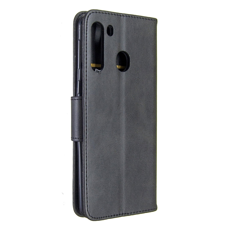 For Galaxy A21 Retro Lambskin Texture Pure Color Horizontal Flip PU Leather Case with Holder & Card Slots & Wallet & Lanyard
