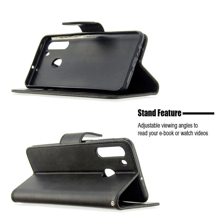 For Galaxy A21 Retro Lambskin Texture Pure Color Horizontal Flip PU Leather Case with Holder & Card Slots & Wallet & Lanyard