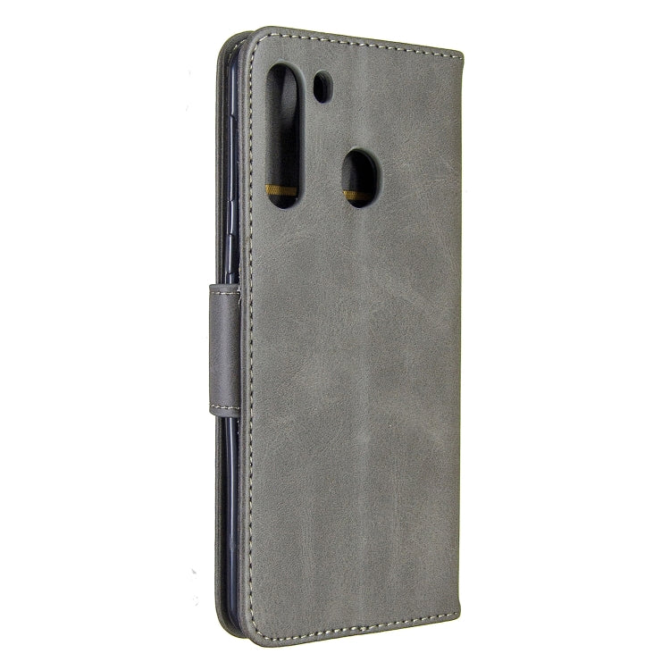 For Galaxy A21 Retro Lambskin Texture Pure Color Horizontal Flip PU Leather Case with Holder & Card Slots & Wallet & Lanyard