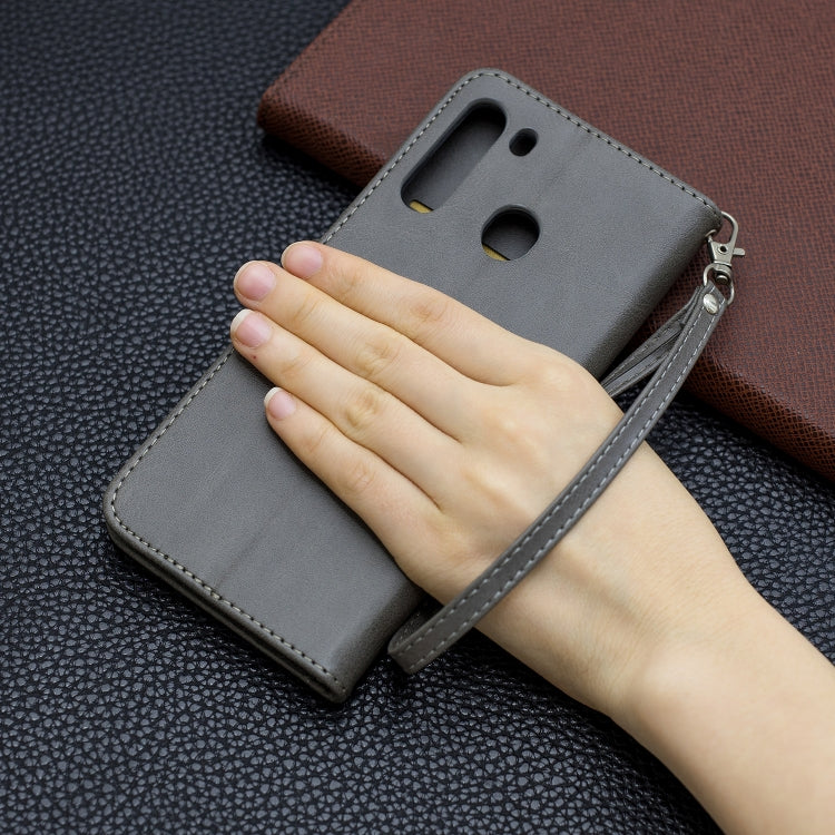 For Galaxy A21 Retro Lambskin Texture Pure Color Horizontal Flip PU Leather Case with Holder & Card Slots & Wallet & Lanyard