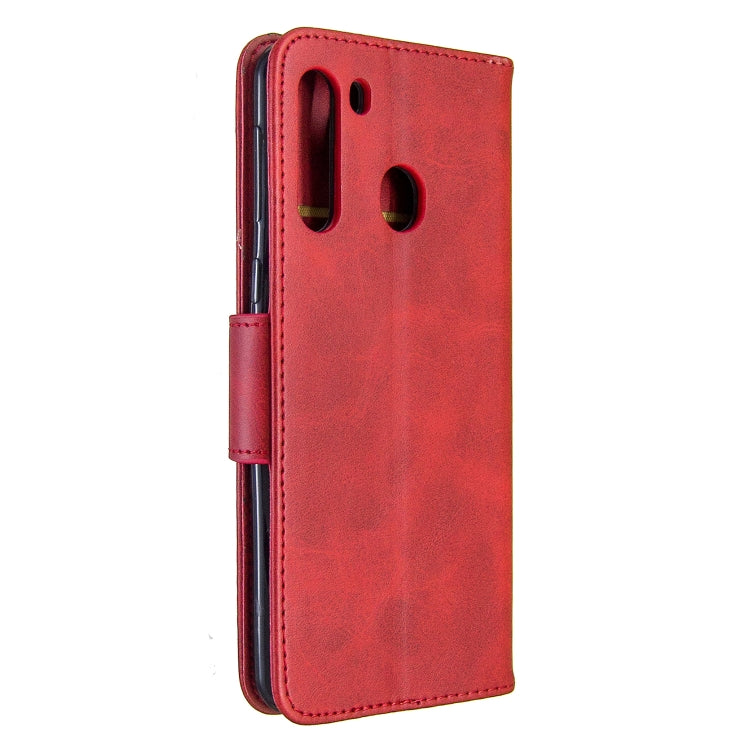 For Galaxy A21 Retro Lambskin Texture Pure Color Horizontal Flip PU Leather Case with Holder & Card Slots & Wallet & Lanyard