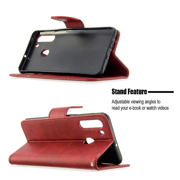 For Galaxy A21 Retro Lambskin Texture Pure Color Horizontal Flip PU Leather Case with Holder & Card Slots & Wallet & Lanyard
