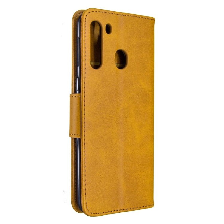 For Galaxy A21 Retro Lambskin Texture Pure Color Horizontal Flip PU Leather Case with Holder & Card Slots & Wallet & Lanyard