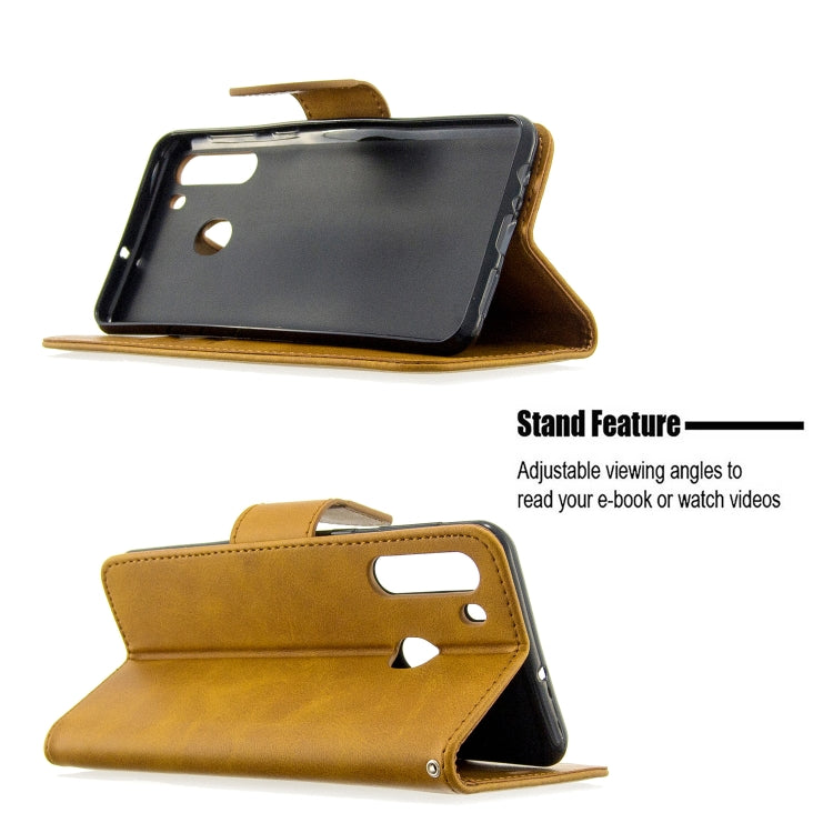 For Galaxy A21 Retro Lambskin Texture Pure Color Horizontal Flip PU Leather Case with Holder & Card Slots & Wallet & Lanyard