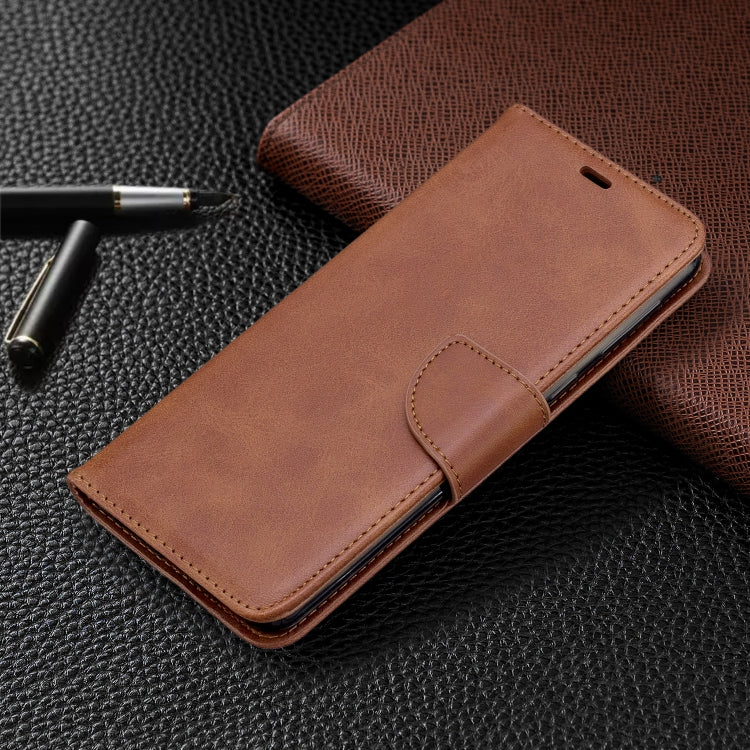 For Galaxy A21 Retro Lambskin Texture Pure Color Horizontal Flip PU Leather Case with Holder & Card Slots & Wallet & Lanyard