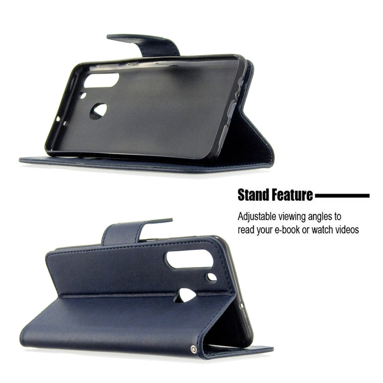 For Galaxy A21 Retro Lambskin Texture Pure Color Horizontal Flip PU Leather Case with Holder & Card Slots & Wallet & Lanyard