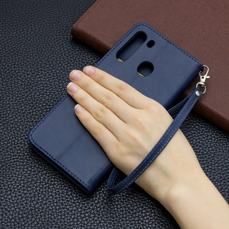 For Galaxy A21 Retro Lambskin Texture Pure Color Horizontal Flip PU Leather Case with Holder & Card Slots & Wallet & Lanyard