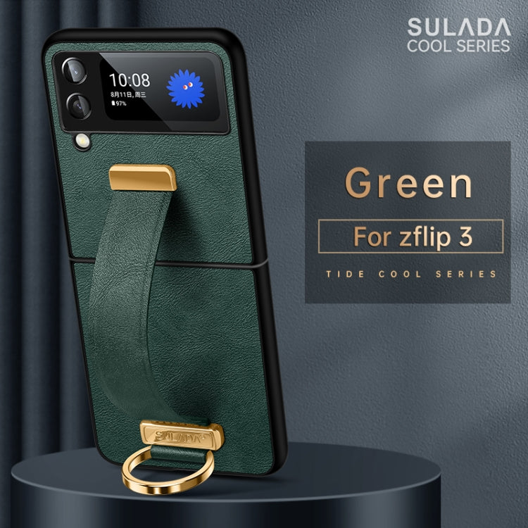For Samsung Galaxy Z Flip3 SULADA Cool Series PC + Leather Texture Skin Feel Shockproof Phone Case
