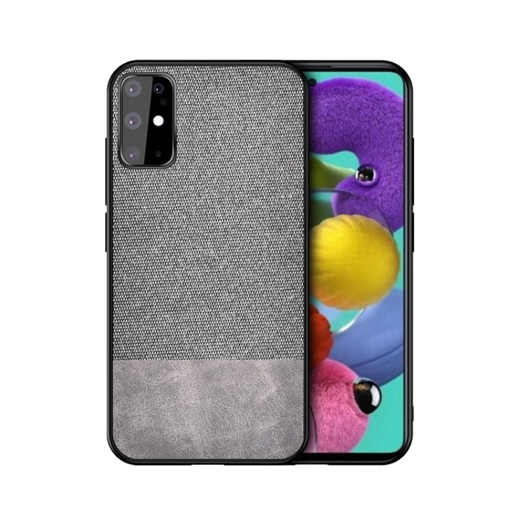 For Galaxy S20+ Shockproof Splicing PU + Cloth Texture PC + TPU Protective Case
