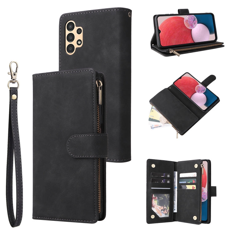 For Samsung Galaxy A13 4G Multifunctional Frosted Zipper Wallet Leather Phone Case