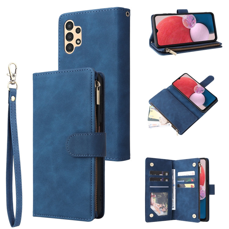 For Samsung Galaxy A13 4G Multifunctional Frosted Zipper Wallet Leather Phone Case