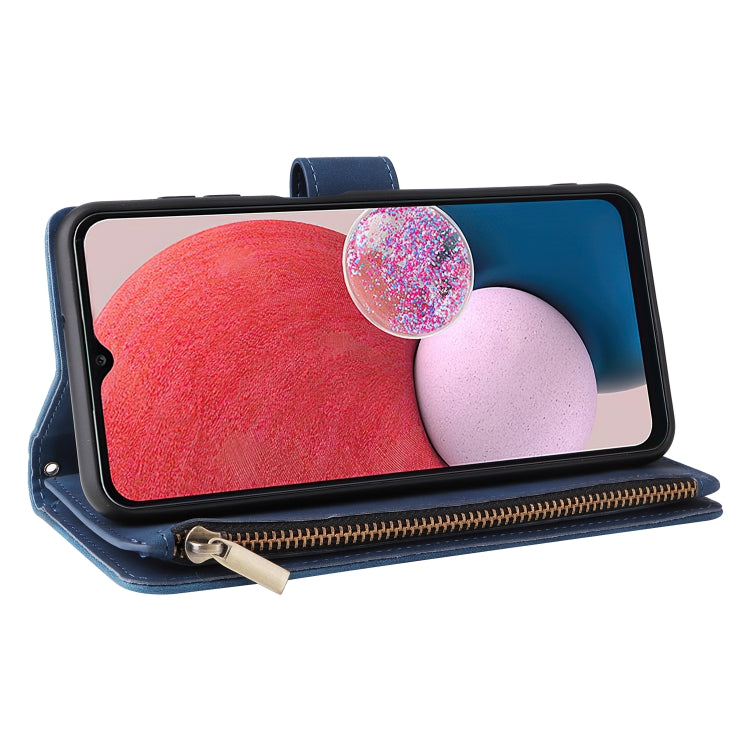 For Samsung Galaxy A13 4G Multifunctional Frosted Zipper Wallet Leather Phone Case