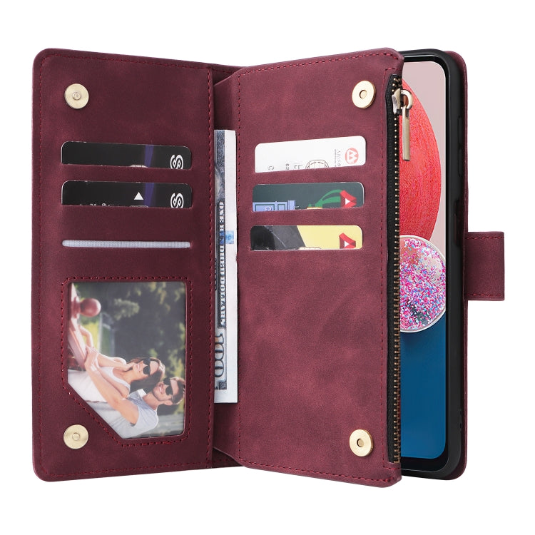 For Samsung Galaxy A13 4G Multifunctional Frosted Zipper Wallet Leather Phone Case