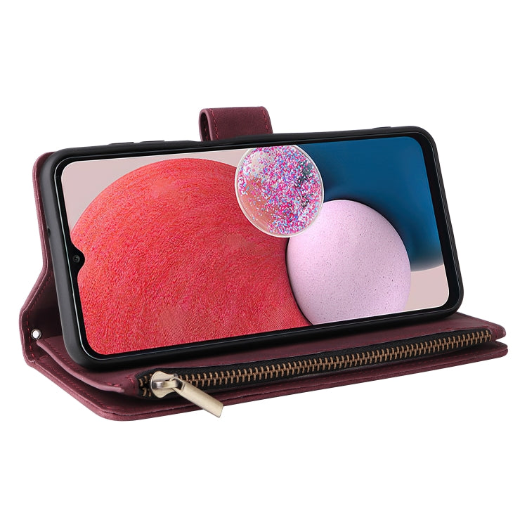For Samsung Galaxy A13 4G Multifunctional Frosted Zipper Wallet Leather Phone Case