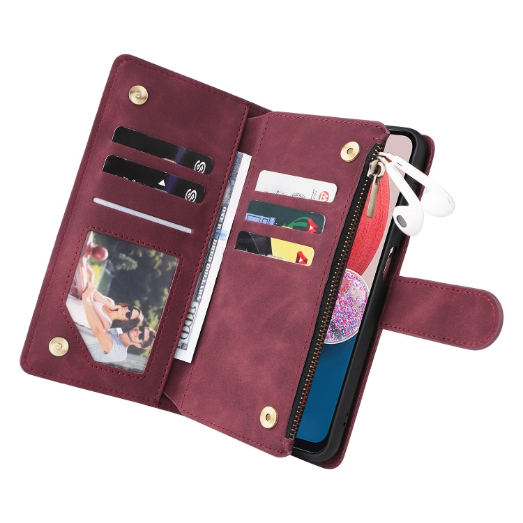 For Samsung Galaxy A13 4G Multifunctional Frosted Zipper Wallet Leather Phone Case