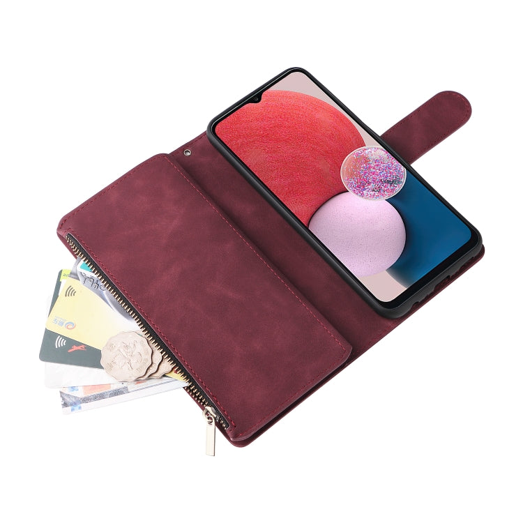 For Samsung Galaxy A13 4G Multifunctional Frosted Zipper Wallet Leather Phone Case