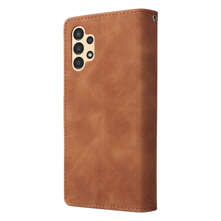 For Samsung Galaxy A13 4G Multifunctional Frosted Zipper Wallet Leather Phone Case