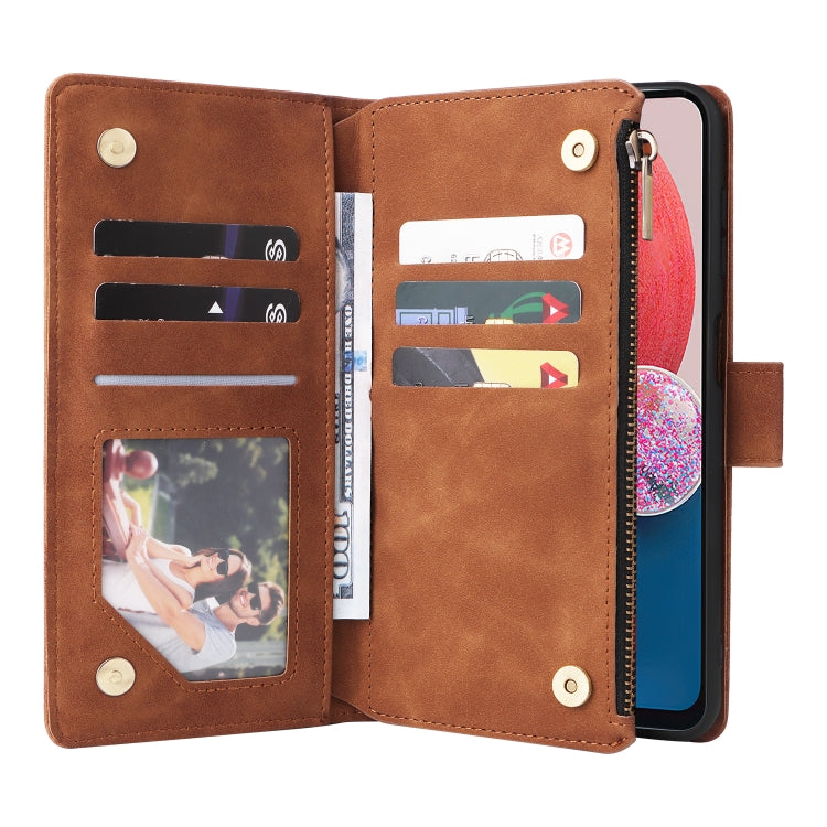 For Samsung Galaxy A13 4G Multifunctional Frosted Zipper Wallet Leather Phone Case