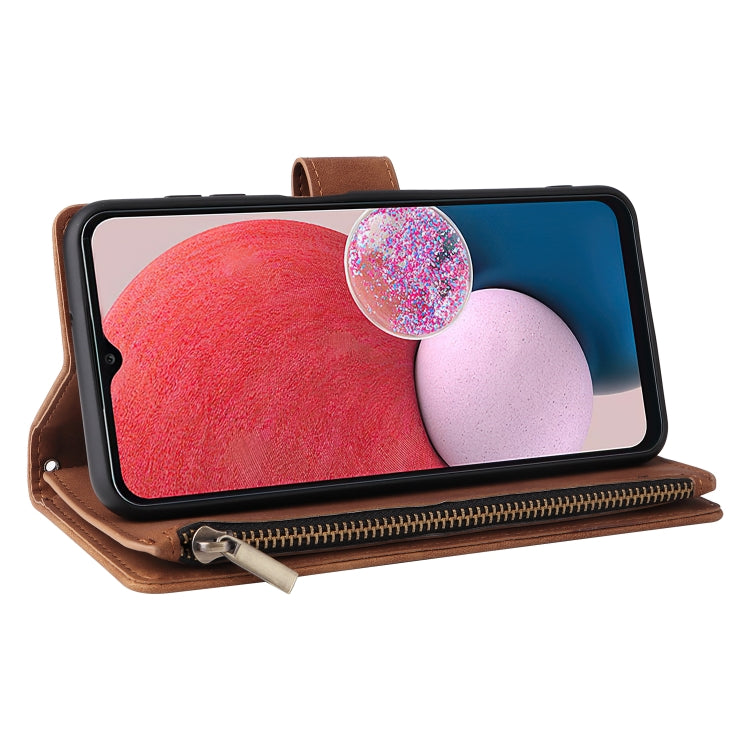 For Samsung Galaxy A13 4G Multifunctional Frosted Zipper Wallet Leather Phone Case