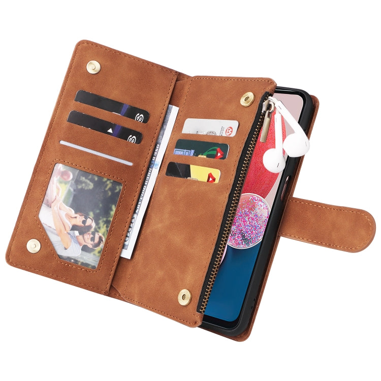 For Samsung Galaxy A13 4G Multifunctional Frosted Zipper Wallet Leather Phone Case