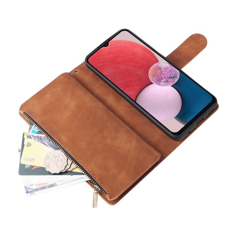 For Samsung Galaxy A13 4G Multifunctional Frosted Zipper Wallet Leather Phone Case