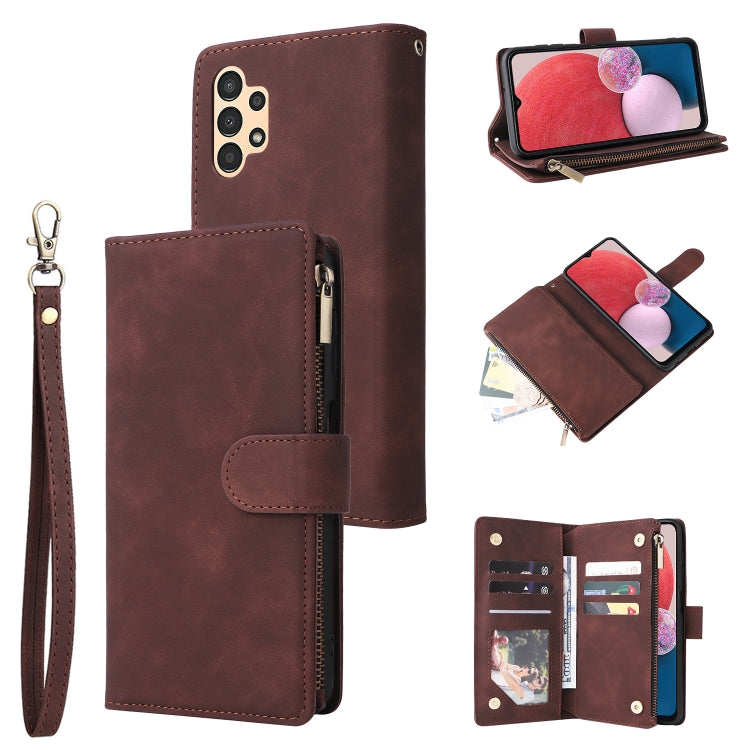 For Samsung Galaxy A13 4G Multifunctional Frosted Zipper Wallet Leather Phone Case
