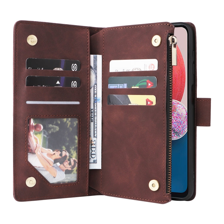 For Samsung Galaxy A13 4G Multifunctional Frosted Zipper Wallet Leather Phone Case