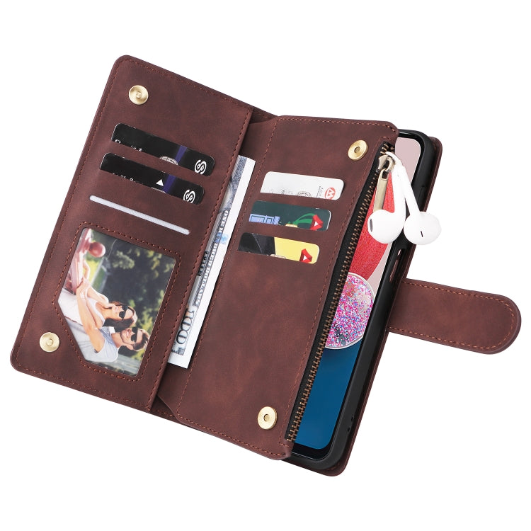 For Samsung Galaxy A13 4G Multifunctional Frosted Zipper Wallet Leather Phone Case