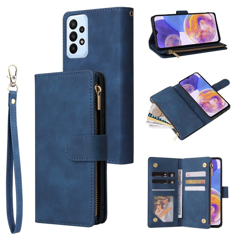 For Samsung Galaxy A23 Multifunctional Frosted Zipper Wallet Leather Phone Case