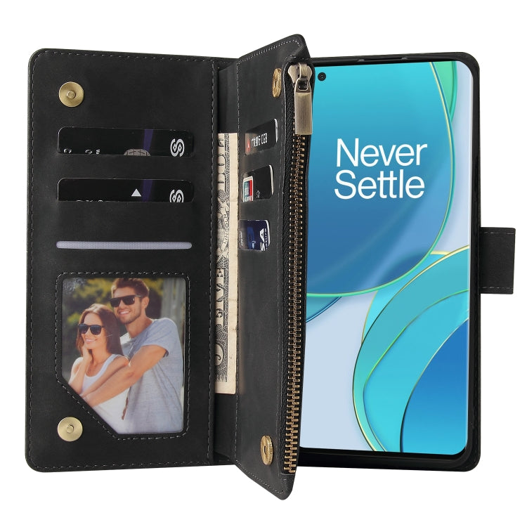 For OnePlus 9 Pro Multifunctional Frosted Zipper Wallet Leather Phone Case