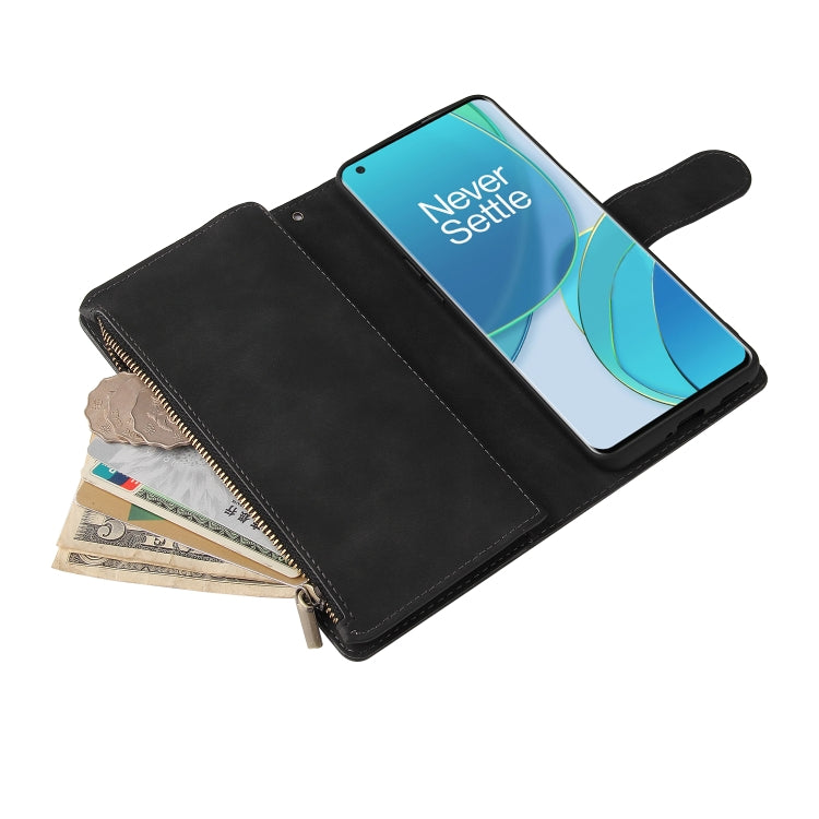 For OnePlus 9 Pro Multifunctional Frosted Zipper Wallet Leather Phone Case