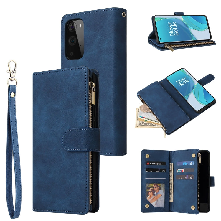 For OnePlus 9 Pro Multifunctional Frosted Zipper Wallet Leather Phone Case