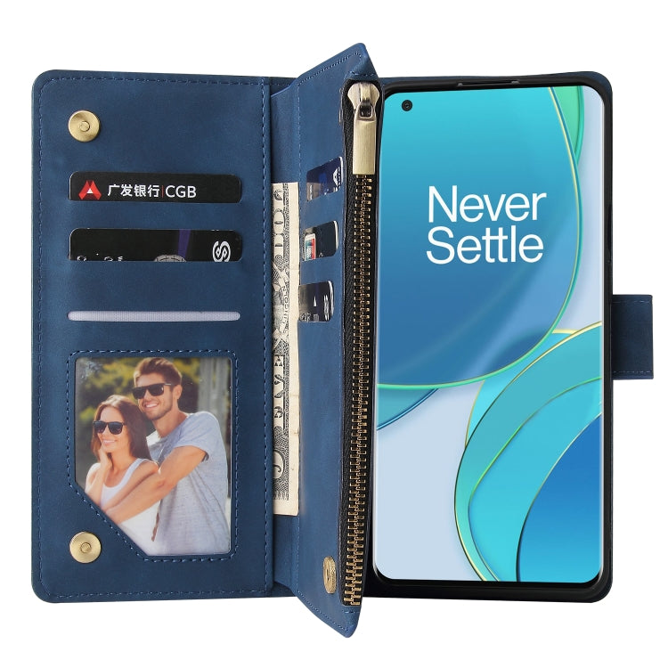 For OnePlus 9 Pro Multifunctional Frosted Zipper Wallet Leather Phone Case