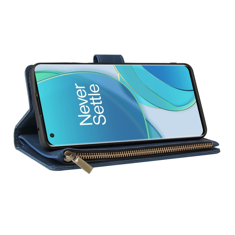 For OnePlus 9 Pro Multifunctional Frosted Zipper Wallet Leather Phone Case