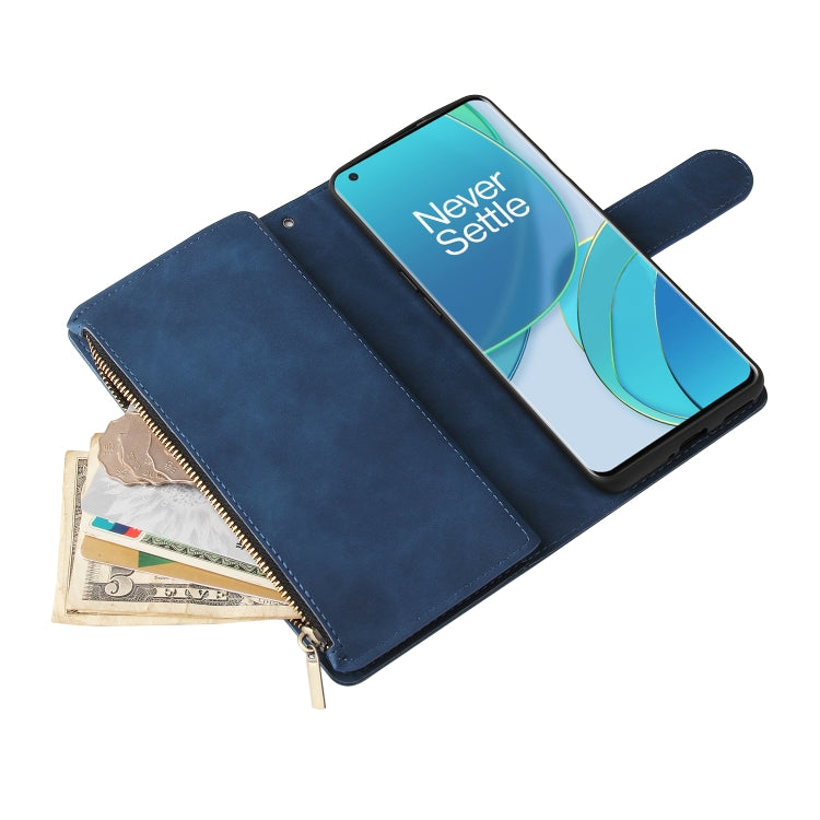 For OnePlus 9 Pro Multifunctional Frosted Zipper Wallet Leather Phone Case