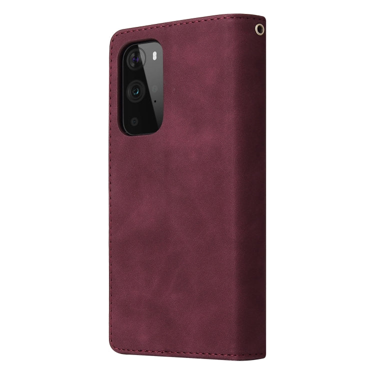 For OnePlus 9 Pro Multifunctional Frosted Zipper Wallet Leather Phone Case