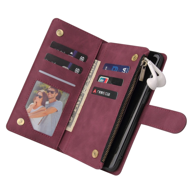 For OnePlus 9 Pro Multifunctional Frosted Zipper Wallet Leather Phone Case